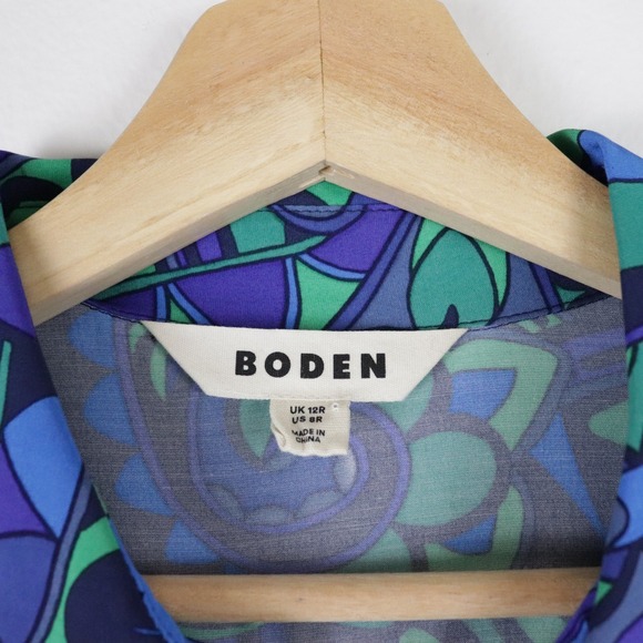 Boden Martha Godet Maxi Shirt Dress 8 Blue Kaleidoscopic Paisley - Picture 7 of 8